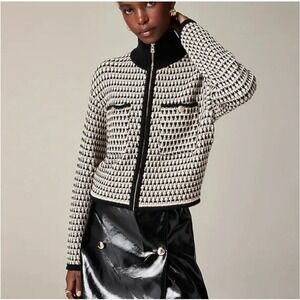 J. Crew Jacquard Sweater Jacket Knit Preppy Old Money Size Medium